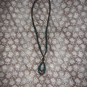 Elegant Black and Teal Beaded Necklace